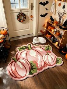 1pc Halloween 3 Pink Pumpkin Shaped Doormat, Welcome Mat, Rug, Floor Mat, Universal Door Mat, Bedroom Carpet, Halloween Rug - Multicolor - View 1