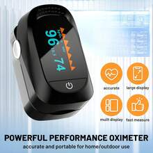 Oxímetro de Pulso de Dedo - Monitor Preciso de SpO2 con Pilas AAA para Uso en Casa/Exterior (Negro) - Negro - Ver 2