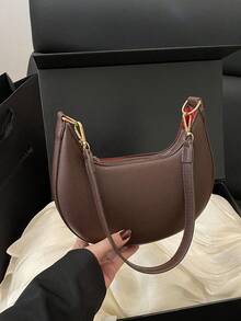 New Premium Shoulder Underarm Bag, Fashion Niche Handheld Dumpling Bag, Shoulder Commuter Bag, Purse, Minimalist, Lightweight, Casual, Versatile, Soft - Coffee - View 6
