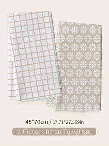 MEMNUN 2件裝奶茶色格紋花卉印花廚房抹布洗碗布 15.75*23.62in(40*60cm) 超細纖維聚酯材質 現代柔軟洗碗布 廚房抹布、洗碗布、手巾、抹布、家居裝飾、廚房裝飾、烹飪烘焙手巾 廚房配件 可機洗 清潔日用品 適合餐廳廚房日常裝飾與禮品 四季通用 - 彩色 - 查看 3