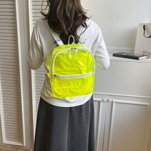 Bright Green Transparent PVC Mini Backpack With White Zipper Shoulder Strap - Multicolor - View 2