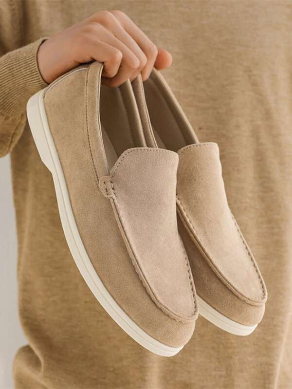 Men's Solid Color Loafers, Casual Outdoor Business Slip-On Flat Shoes, Spring/Autumn