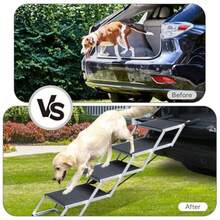 Folding Dog Stairs For Car, 16.9" Wide 4-Step Non-Slip Pet Steps Portable Pet Stairs For Vehicle Access, Large Dogs, SUVs, Trucks And Home Use - Black - View 6