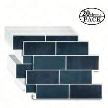 Waterproof Brick Pattern 3D Textured Wall Panels DIY Tiles, Removable Self-Adhesive Wall Tile Stickers, For Kitchen Bathroom Backsplash And Holiday Decoration - Blue Irregular Shape - View 8