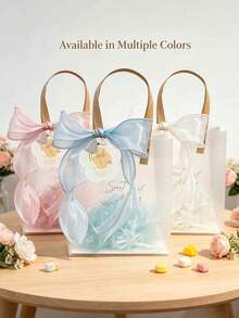 1/5/10 buah Tas Kado PVC Aneka Warna yang Dapat Digunakan Kembali, Termasuk Pita, Tali Rafia, dan Kartu Ucapan, Cocok untuk Pernikahan, Ulang Tahun, Baptisan, Pesta, Sempurna untuk Pernikahan/Pesta Lajang/Hari Ibu/Pemberian Kado - A - View 9