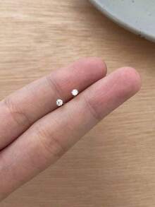 2/4/6/8pcs Hypoallergenic Mini Four-Prong Faux Diamond Stud Earrings, No Piercing Needed Ear Cuff Earrings, Delicate Earrings - Multicolor - View 8