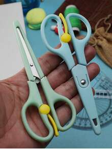 1pc Stainless Steel Scissors With Spring-Loaded Handle, Effortless Cutting, Round Tip, For Home Sewing, Craft, Document Cutting And Art Work - Multicolor - View 9