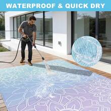 Outdoor Rug For Patio 5x8 Ft Reversible Plastic Straw Patio Camping Rug, Floral Waterproof RV Mat For Camper Indoor Outdoor Carpet For Deck Porch Picnic Beach Balcony Backyard, 6x9, 8x10, 9x12 - Floral - View 9
