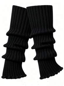 Women's Knit Leg Warmers, Ribbed Slouchy Long Leg Socks, Soft Stretch Knitted Leg Covers, Y2K Gothic Aesthetic For Daily Party Boots Cosplay - Multicolor - View 9