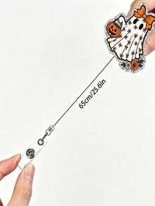 Pumpkin Ghost Retractable Badge Reel: Halloween Decoration, Acrylic Nurse ID Badge Clip, Party Name Tag & Party Favor - View 7