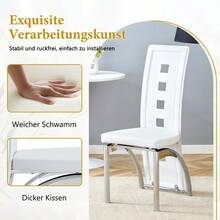 Dining Chairs - White+Silver + Metal + PU Leather + Set Of 2 - View 11