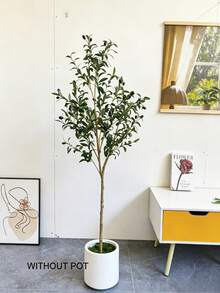 1pc New Artificial Olive Branch, 120-180cm Long, Artificial Plastic Leaves, Suitable For Indoor And Outdoor Use, Realistic Artificial Plant, Suitable For Home, Office, Garden And Room Decoration - Multicolor - View 1