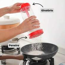 Dispenser Tapioqueira Povilhador Tapioca Biju Farinha Goma Coco Tempero Guarda Comida Alimentos - Branco - Visão 3