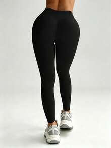 DINBEY Women's Outdoor High-Waist Sports Pants, Butt-Lifting Yoga Pants, Suitable For Running, Fitness And Yoga Black - Black - View 6