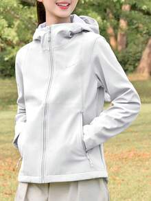 CAMEL CROWN Women's Autumn Outdoor Windproof Slim Fit Softshell Jacket, Triple Protection - Light Frost White - View 1
