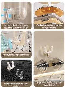 1/2 PCS Wall-Mounted U-Shaped Slipper Rack, Wall Mounted Bathroom Drying Rack, Cream Shoe Rack, Wall-Mounted U-Shaped Slide Rack; Wall Mounted Bathroom Drainage And Storage Rack, No Need For Perforated Cream Colored And Gun Gray Hooks - Multicolor - View 2