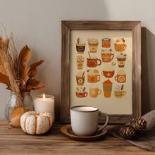 1pc Frameless Cartoon Pumpkin Spice Latte Wall Art Dorm Gift - Multi-color - View 6
