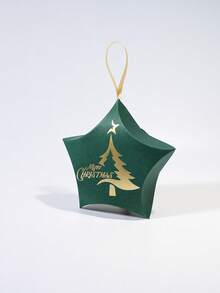 10pcs Christmas Star Shaped Gift Box With Gold Tree Print And Hanging Ribbon, Mini Holiday Packaging Box, Easy To Assemble For Christmas Tree Decorations, Party Favors, Gift Exchange, Winter Celebrations & New Year - 7.5X3.5X10.5cm - View 15