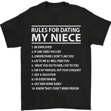 Rules For Dating My Niece Uncles Day Funny Mens T-Shirt 100% Cotton - 款式 - 查看 1