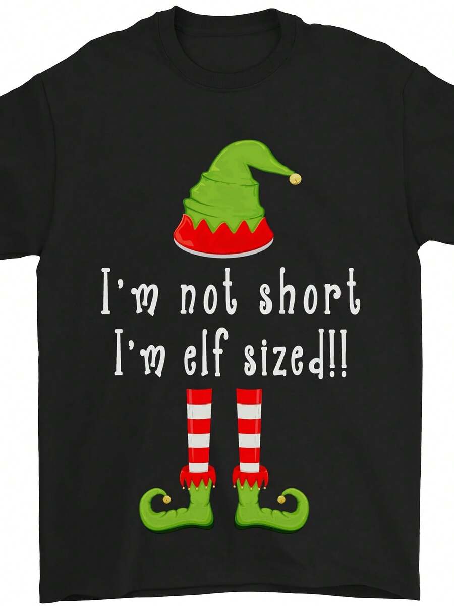 I'M Not Short In Elf Sizes Funny Christmas Mens Maglietta 100% Cotton- - Style - View 1
