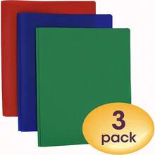 Plastic 2 Pocket Folders With Pockets & Prongs, Red Blue Green 3 Pack | Letter Size, 9-3/4 X 11-1/2 In. Holds 180 Sheets: 80 On The Fastener And 50 Per Pocket. Inside Slot Fits A Business Card. - Multiple Styles - View 10