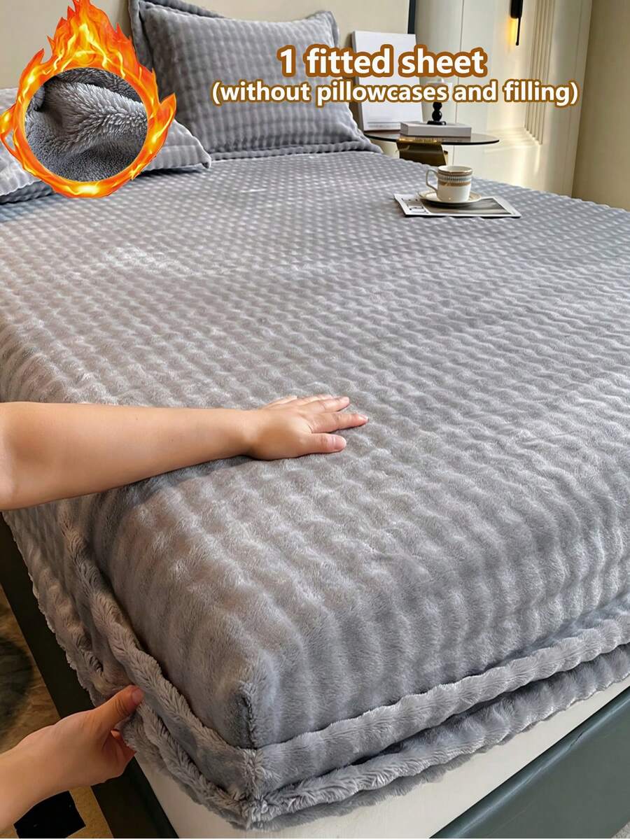 1件裝秋冬泡泡絨加厚單件床墊套,即暖保暖毛絨床墊保護套,防皺易拆洗,可機洗,多尺寸適用臥室、客房居家裝飾床罩 - 泡泡 星空灰 - 查看 1