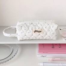 Unique Heart Polka Dot Handheld Pencil Case, Portable Minimalist Stationery Bag With Large Capacity Design, Suitable For Students To Store Various Learning Supplies And Small Items, Easy To Organize And Maintain For Daily Use And Office Desk Clutter - A - View 7