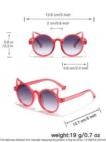 1set 2PCS Kids 3-8Y Mixed Style Round Frames Glitter & Cat‑Ear Outline Comfortable PC Kid‑Core Fashion Glasses For All‑Season Travel Use - Multicolor - View 6