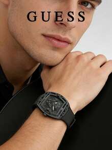 GUESS Phoenix Series Men's Barrel Watch, Multi-Function Chronograph Hollow Dial Rhinestone Wristwatch Collection - one-size - View 14
