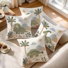 Childhood Dinosaur Tree Pattern Pillowcase, No Insert, Single-Sided Print Pillowcase, Suitable For Living Room Bedroom Home Decor, All-Season Pillowcase - Multicolor - View 5