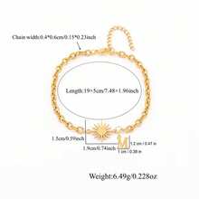 1pc Fashion Simple Golden Sun Initial Pendant Stainless Steel Chain Bracelet For Men - Yellow Gold - View 2