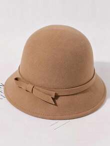 European And American Hat, Women, Autumn/Winter French Chic Lady Hat, New Bucket Hat (Decorated With Bow, Handmade Customization, Normal Minor Flaws) - Multicolor - View 11