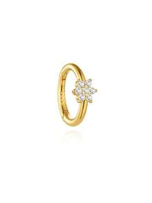 EleRunis 1 pieza Pendiente de cartílago de oreja Rook floral clásico de plata de ley 925, pendiente de espiral de cartílago de oreja superior chapado en oro de 18K, estilo de uso diario y fiesta para mujeres - Dorado - Ver 6
