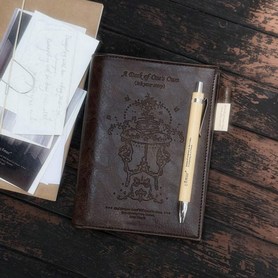 1本復古活頁筆記本 便攜小眾新風日記手帳 空白筆記本 旅行日誌 復古便攜記錄本 皮革日記本 - 彩色 - 查看 1