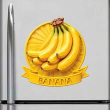 Banana Vintage Emblem Radiant Rays And A Ribbon Of Golden Fruit Magnet Where The Tropics Wear A Badge Of Everyday Joy Keepsake For All Metal Surfaces Throughout The Home - D - View 3