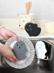 1pc/2pcs Cute Ghost Sponge, Suitable For Multiple Scenarios: Cleaning Coffee Machine, Bathroom, Sink, Perfect Christmas And Halloween Gift - View 4