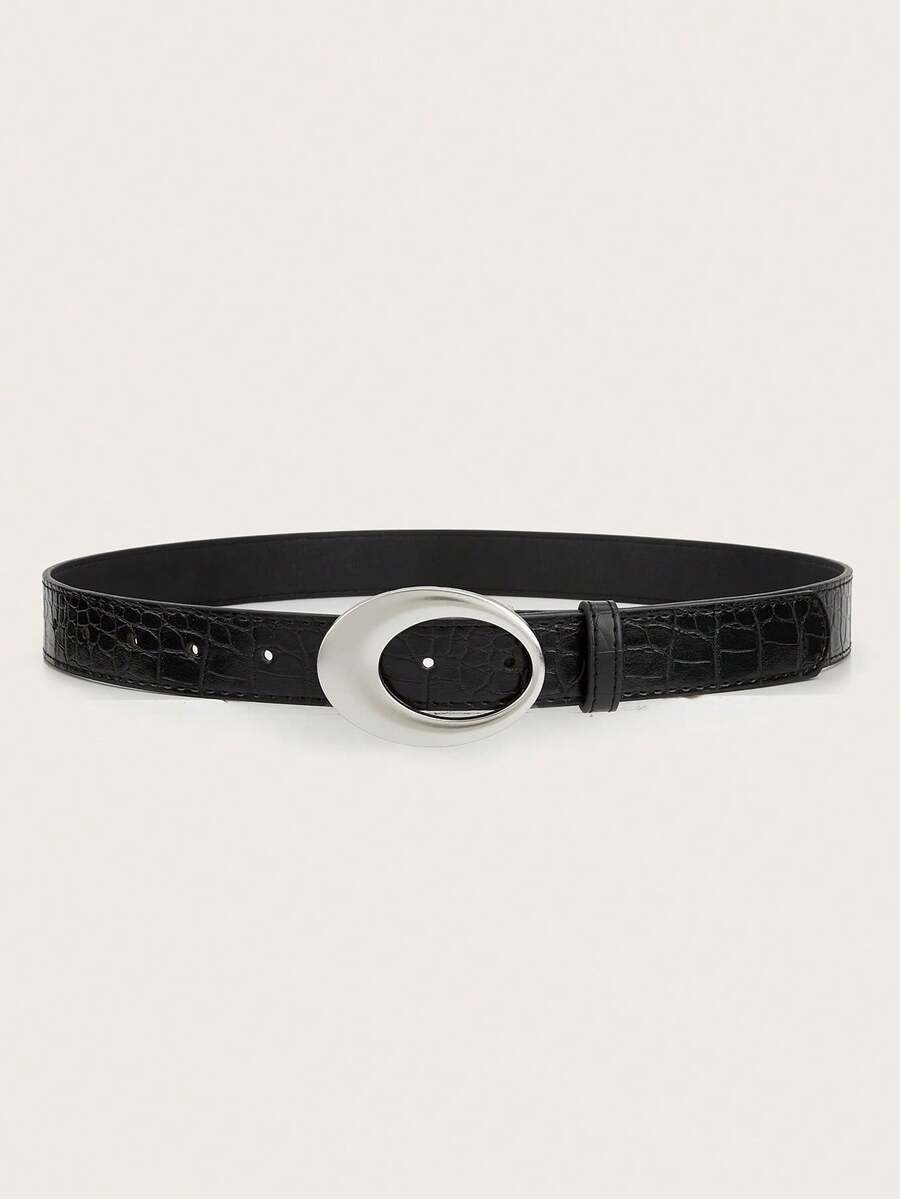 1pc American Retro Y2K Women's Leather Belt For Pairing With Jeans - Black - View 1