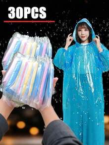 一次性卡片大小雨披，透明防水便攜雨衣，中性款，輕巧緊急雨具，適合演唱會、體育賽事 - 彩色 - 查看 8
