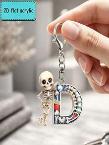 2D Flat Halloween Acrylic Keychain, 26 Letters Skull Medical Model Key Ring, Fashion Bag Charm, Perfect Gift For - Skeleton - View 15
