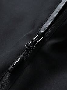 Men's Hooded Jacket, Spring/Autumn Style, Black Casual Outerwear, 2-Piece Set, Multiple Colors Available, Fashion Casual Top, Simple Versatile - Black - View 6