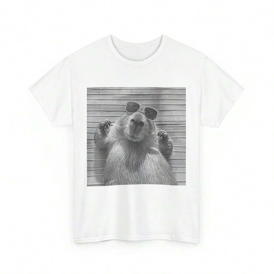 Capybara T-Shirt, Funny T-Shirt With Capybara Sunglasses For Rodent And Animal Lovers - 款式 - 查看 1