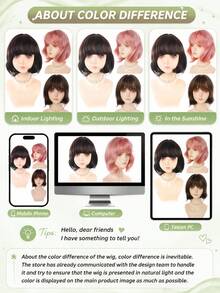 12 Inch Short Curly Bob Wig With Bangs Natural Fluffy Micro Curl Hair Wig Heat Resistant Synthetic Wig For Women Halloween Cosplay Costume Party Festival Daily Style - Multicolor - View 10