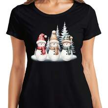 Snowmen - Christmas Xmas Gift Xmas Ladies T-Shirt- - 款式 - 查看 1