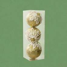 3 Pcs Christmas Ball Ornaments Set For Tree Sequin Decor Hanging Decor - Gold - View 1