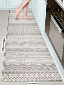1pc Gray-Toned Bohemian Style Pattern Kitchen Mat, 3.5 Mm Soft Rubber That Absorbs Water And Is Easy To Clean. Suitable For Corridors, Bathrooms, Living Rooms, Outdoor Door Mats, And Toilets. Useable Throughout The Year And For Various Holidays. - Multicolor - View 12