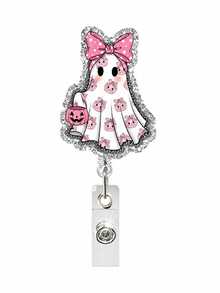 Pumpkin Ghost Retractable Badge Reel: Halloween Decoration, Acrylic Nurse ID Badge Clip, Party Name Tag & Party Favor - View 13
