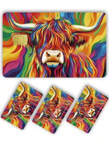 1pc Highland Cow Official Credit Card Sticker Privacy Protection Card Skin, Cute Cow Birthday Gift PVC Material Anti-Fingerprint Anti-Scratch Wear-Resistant Card Cover, Card Protector, Suitable For Men, Women, Couples, Small Chip Card, Bank Card Decoration Sticker, Credit Card, Transportation Card, Student Campus Card Personalized DIY - Type a - View 6