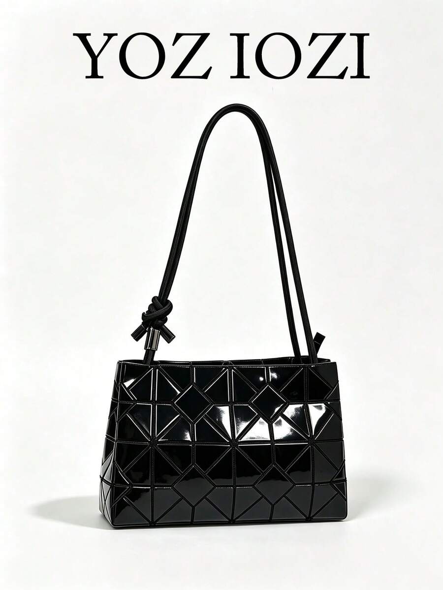 Japanese & Korean Style Spring/Summer New Asymmetrical Geometric Rhombus Crossbody Small Square Bag, Versatile Fashion Minimalist Commuter Handbag - Black - View 1