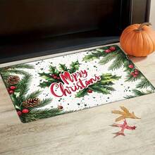 1pc Merry Christmas Pattern Rug, Soft & Comfortable Bedroom Carpet, Washable Rug, Suitable For Front Door, Entrance, Hallway, Kitchen, Bedroom, Dorm, Dining Room, Skin-Friendly Rug, Living Room Carpet, Sofa Seat Rug, Area Rug, Creative Versatile Home Decor Rug, Large Living Room Carpet, Bedroom Carpet, Dressing Room Carpet, Room Decor, Gift For Family And Friends - Multicolor - View 2