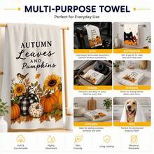 2pcs Black Cat & Pumpkin Pattern Kitchen Towels, Fun Autumn Country Style Soft Fabric Rectangular Maple Leaf Sunflower Hello Pumpkin Print Absorbent Hand Towels, Suitable For Kitchen, Dining Room, Halloween, Thanksgiving, Autumn Gathering, Harvest Season, Home Decor - Multicolor - View 7